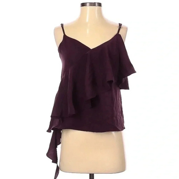 Saks Fifth Avenue | Dark Purple Plum Ruffle Tank Camisole Blouse Size S Small - Picture 1 of 2